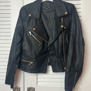 Faux leather moto jacket